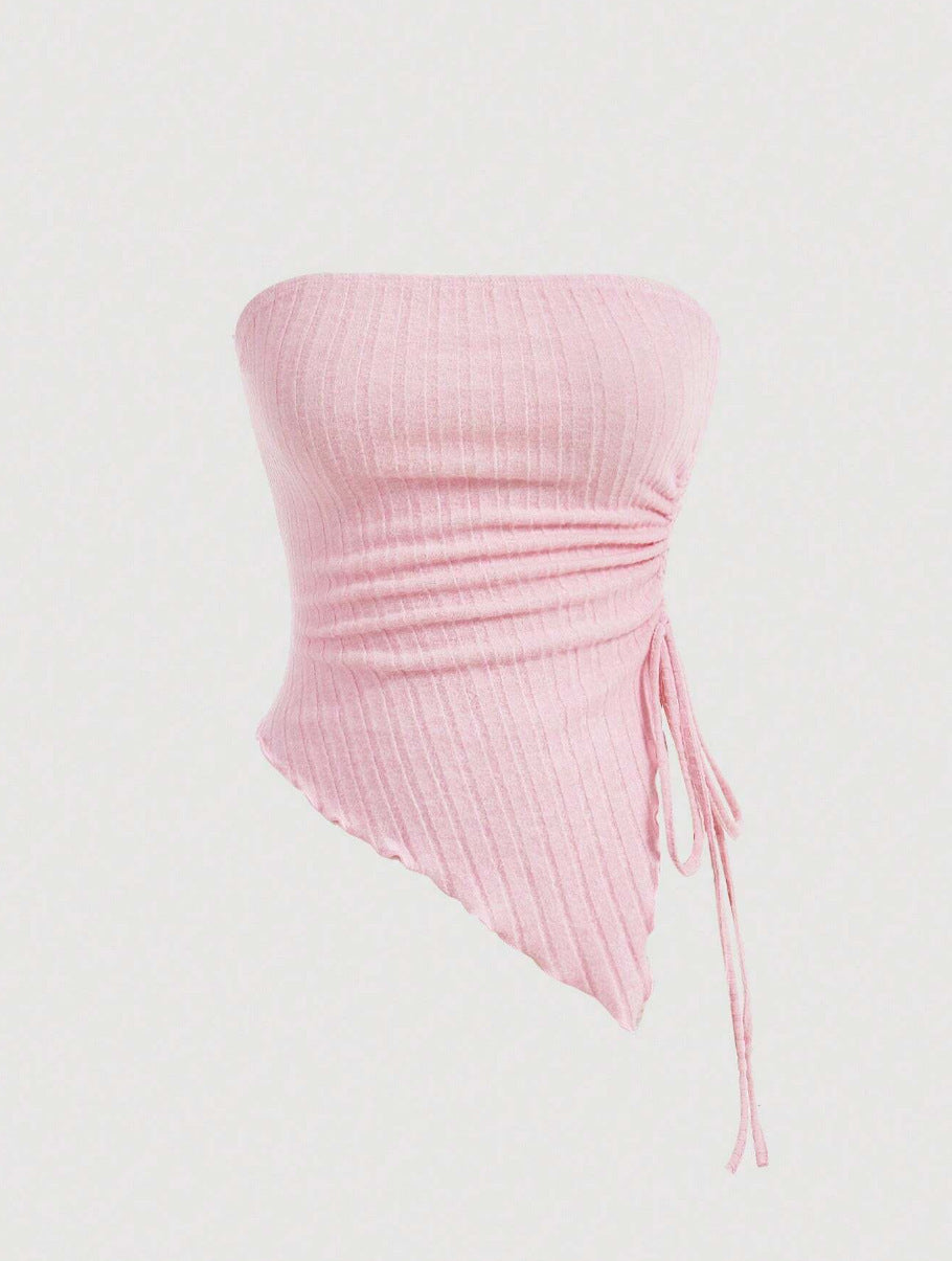 Women's Solid Color Tie-wrapped Bustier Top